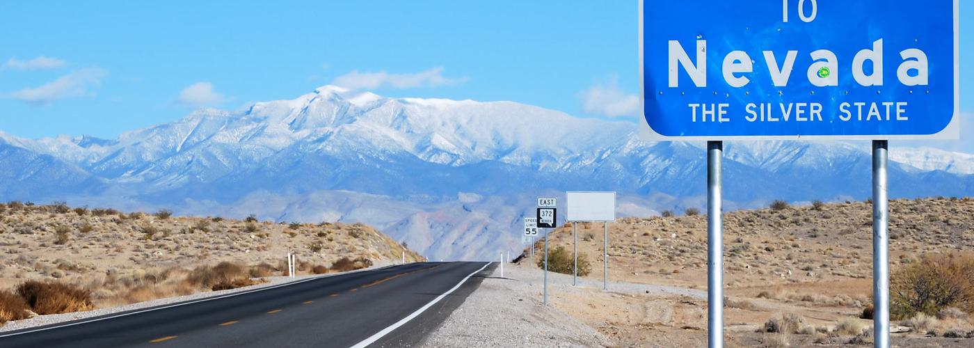 Road with sign of Nevada