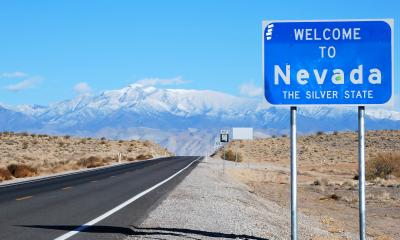 Road with sign of Nevada