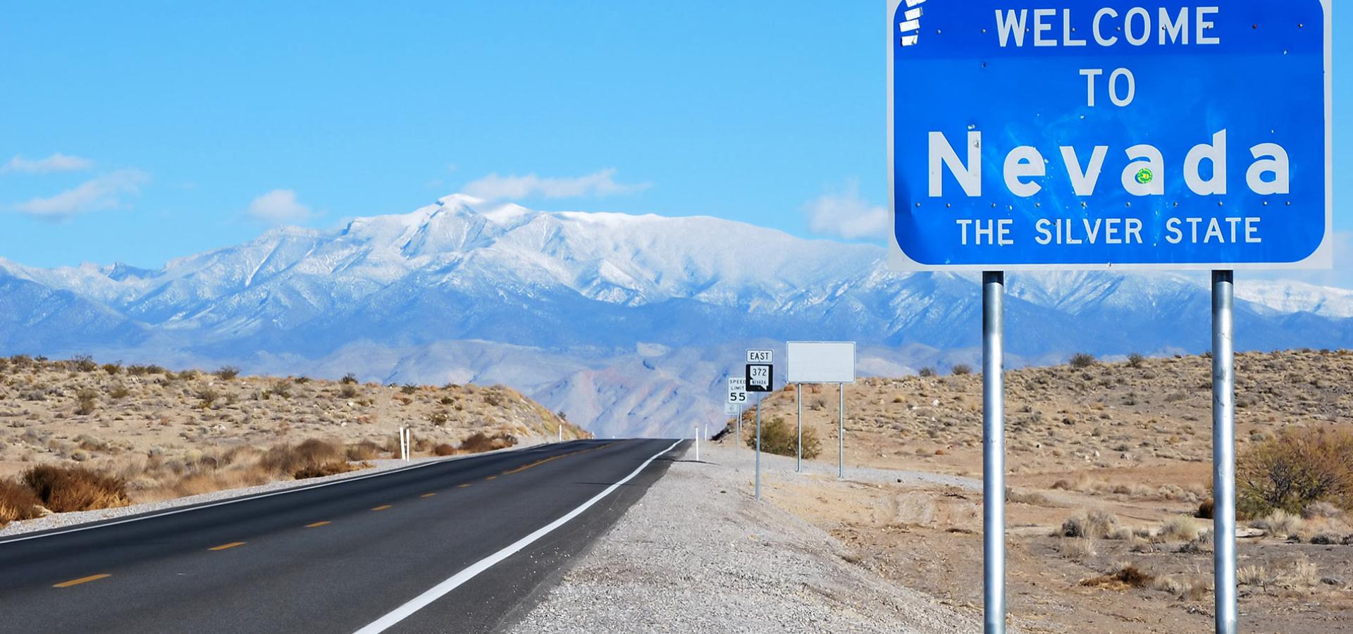 Road with sign of Nevada