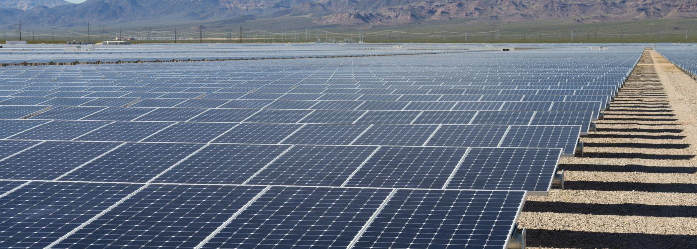 a solar field in the desert